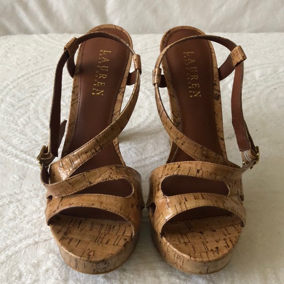 SOLD | Ralph Lauren | Glazed Cork Platform Heels - Picture 2 of 7